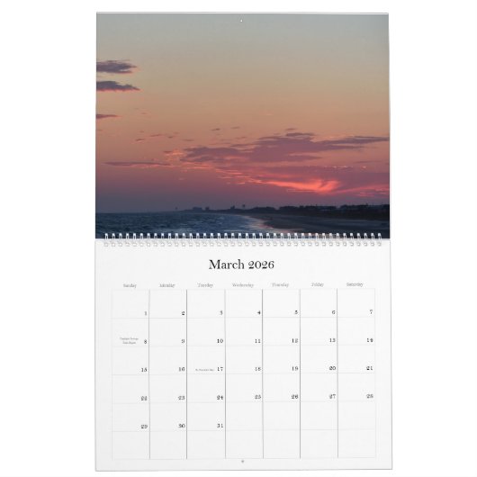 Atlantischer Strandhimmel Zwölfmonatiger Mauerkale Kalender (Mär 2026)