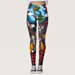 Atlas Astronaut hält Erde Mars Galaxie Kosmos Leggings