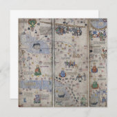 Atlas Catalan Weltkarte 14. c. Abraham Cresques Dankeskarte (Vorne/Hinten)