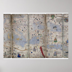 Atlas Catalan Weltkarte 14. c. Abraham Cresques Poster
