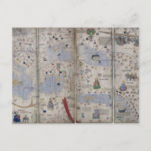 Atlas Catalan Weltkarte 14. c. Abraham Cresques Postkarte