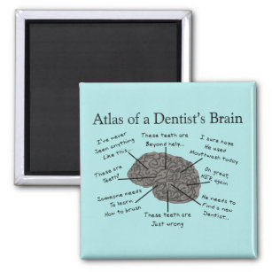 Atlas des Gehirns eines Zahnarztes humorvoll Magnet