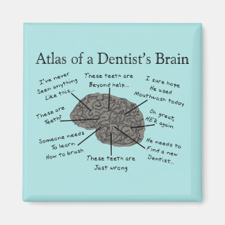 Atlas des Gehirns eines Zahnarztes humorvoll Magnet