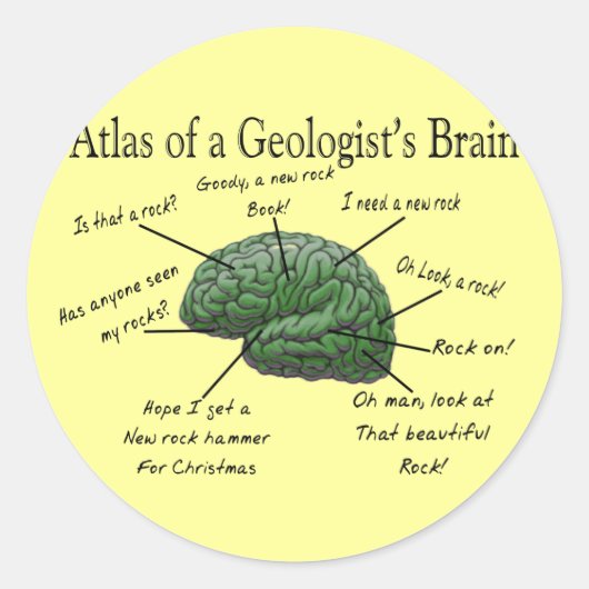 Atlas eines Geologen's Brain Funny Gifts Runder Aufkleber (Vorderseite)