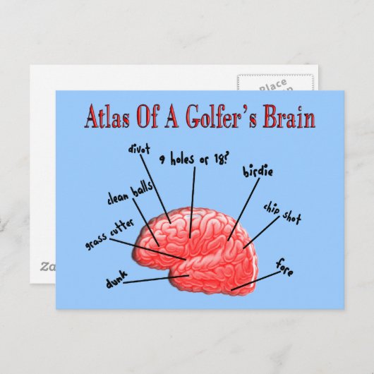 Atlas eines Golfer-Gehirns Postkarte (Vorne/Hinten)