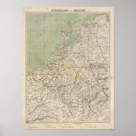 Atlas-Karte für die Niederlande und Belgien Poster (Vorne)