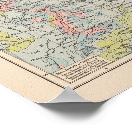 Atlas-Karte Mitteleuropas Poster (Ecke)