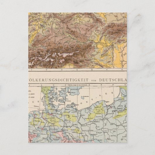 Atlas-Karte Mitteleuropas Postkarte (Vorderseite)