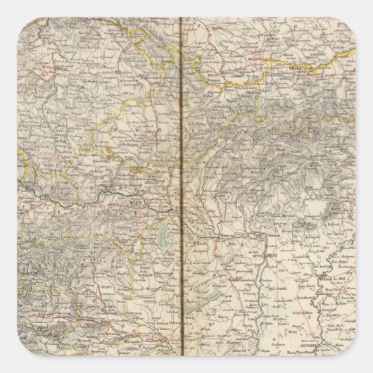 Atlas Karte Österreich Quadratischer Aufkleber (Vorderseite)