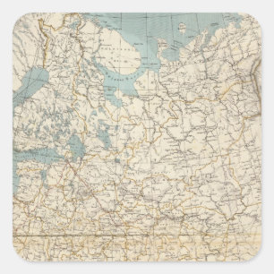 Atlas-Karte Russlands und Polens Quadratischer Aufkleber