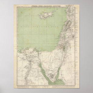 Atlas-Karte Sinai, Ägypten, Syrien Poster