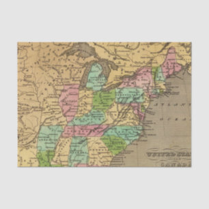 Atlas-Karte US, Kanada farbiger Hand Seidenpapier