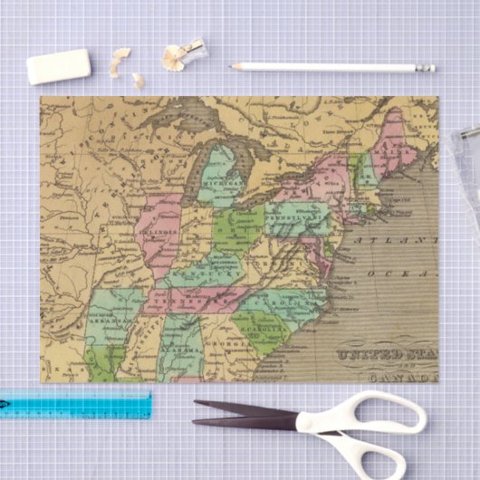 Atlas-Karte US, Kanada farbiger Hand Seidenpapier (Handwerk)