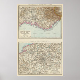 Atlas-Karte von Frankreich Poster