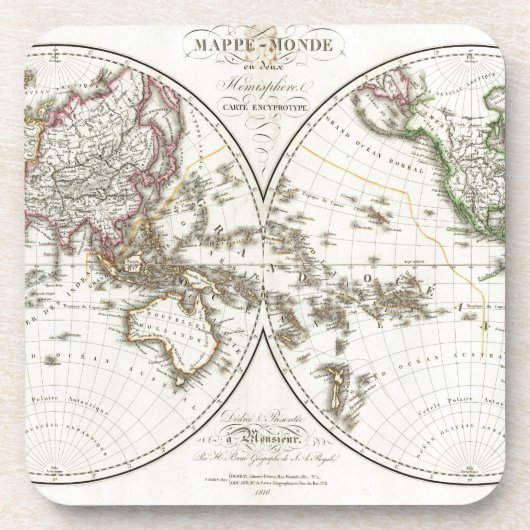 Atlas-Karte von Paris Untersetzer (Vorderseite)