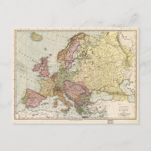 Atlas Map of Europe (1912) Postkarte (Vorderseite)