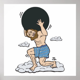 Atlas mit Bowlingkugel Poster