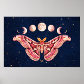 Atlas Moth Celestial Moon Phase | Boho Lunar Art Poster (Vorne)