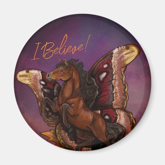 Atlas Moth Fairy Horse Magnet (Vorne)