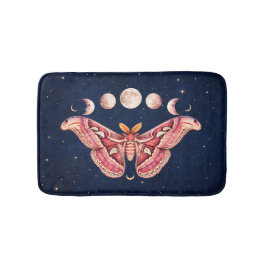 Atlas Moth Night Sky Cosmos Moon Phase | Boho Art Badematte