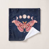 Atlas Moth Night Sky Cosmos Moon Phase | Boho Art Badhandtuch Set (Waschlappen)
