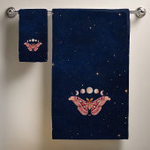 Atlas Moth Night Sky Cosmos Moon Phase | Boho Art Badhandtuch Set