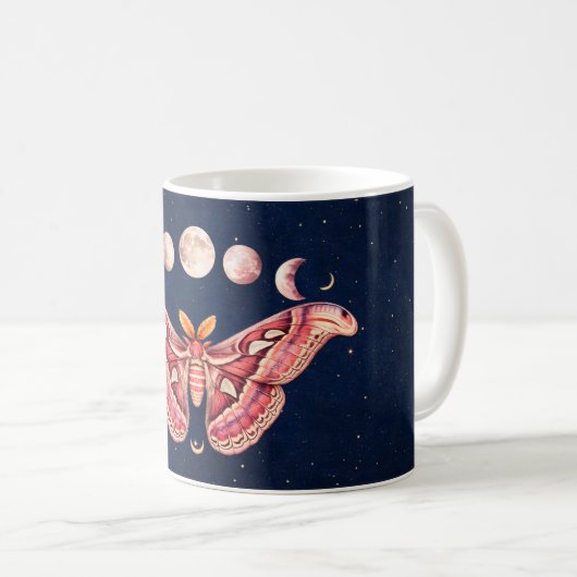 Atlas Moth Night Sky Cosmos Moon Phase | Boho Art Kaffeetasse (VorderseiteRechts)