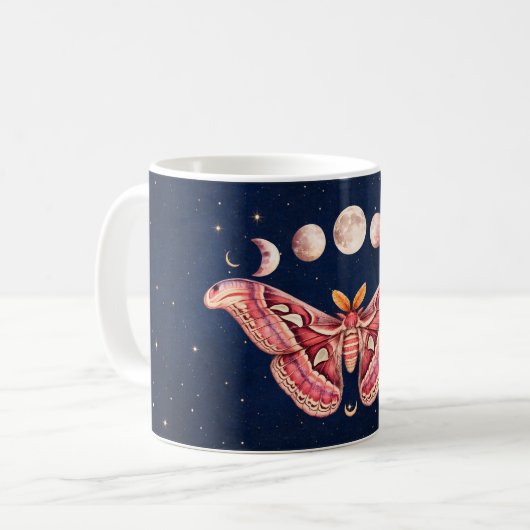 Atlas Moth Night Sky Cosmos Moon Phase | Boho Art Kaffeetasse (Vorderseite Links)