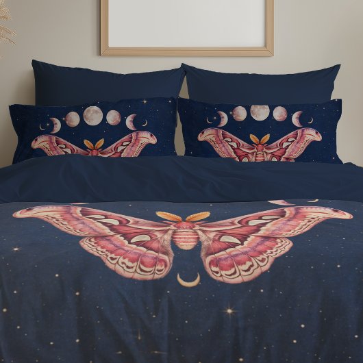 Atlas Moth Night Sky Cosmos Moon Phase | Boho Art Kissenbezug