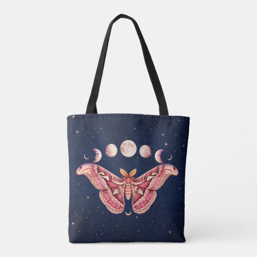 Atlas Moth Night Sky Cosmos Moon Phase | Boho Art Tasche (Rückseite)