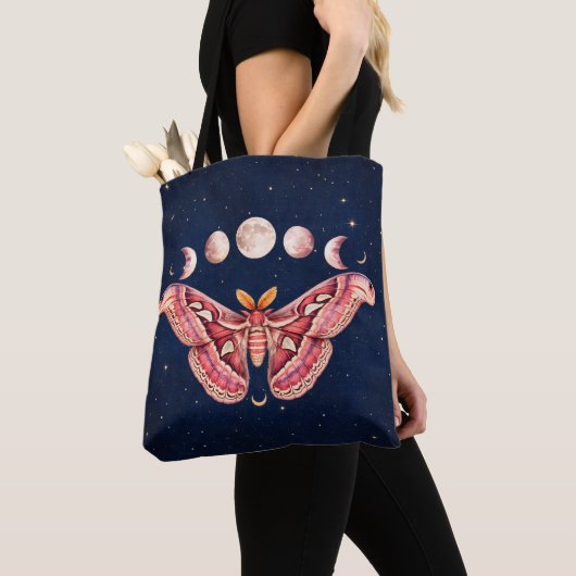 Atlas Moth Night Sky Cosmos Moon Phase | Boho Art Tasche (Von Nahem)