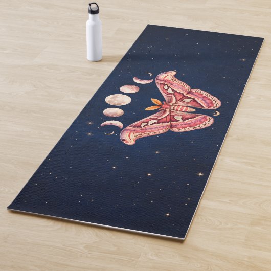 Atlas Moth Night Sky Cosmos Moon Phase | Boho Art Yogamatte (Beispiel)