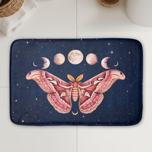 Atlas Moth Night Sky Cosmos Moon Phases | Boho Badematte