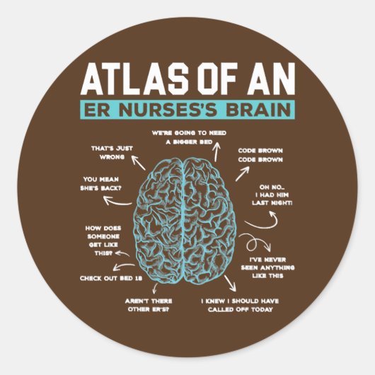 Atlas of a ER Nurse's Brain Emergency Room Nurse Runder Aufkleber (Vorderseite)