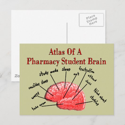 Atlas of a Pharmacy Student Brain Postkarte (Vorne/Hinten)