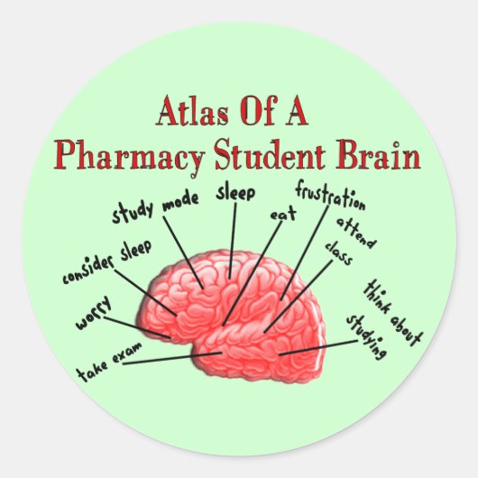 Atlas of a Pharmacy Student Brain Runder Aufkleber (Vorderseite)