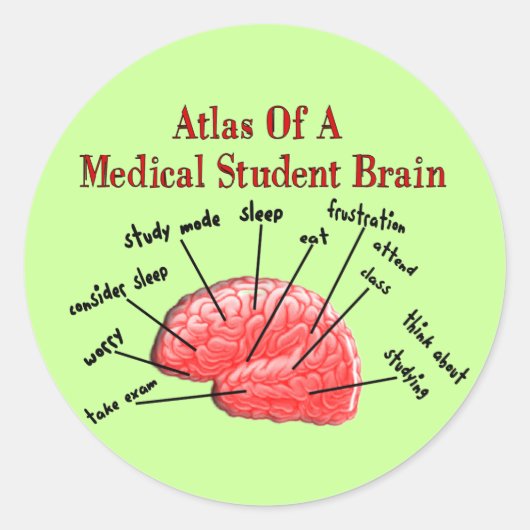 Atlas of Medical Student Brain Runder Aufkleber (Vorderseite)