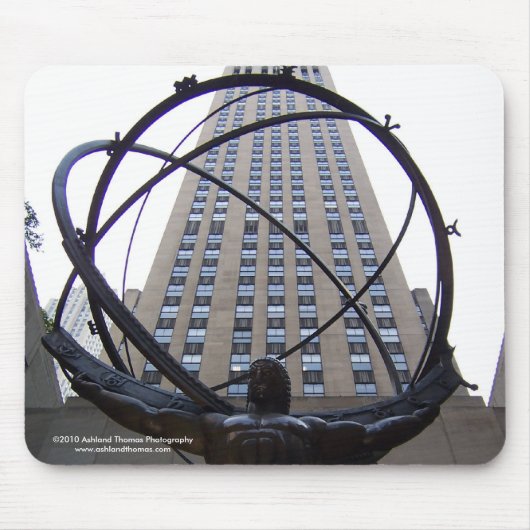 Atlas-Skulptur und Felsen 30 in NYC Mousepad (Vorne)