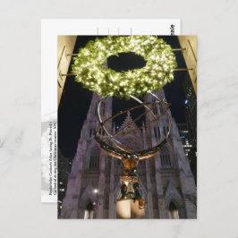 Atlas & St. Patrick's Cathedral, Christmas, NYC - Postkarte