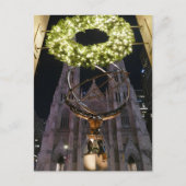 Atlas & St. Patrick's Cathedral, Christmas, NYC - Postkarte (Vorderseite)