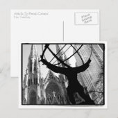 Atlas & St. Patrick's Cathedral Postkarte (Vorne/Hinten)