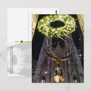 Atlas & St. Patrick's Cathedral, Weihnachten, NYC Postkarte