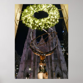 Atlas & St. Patrick's Cathedral - Weihnachtsposter Poster