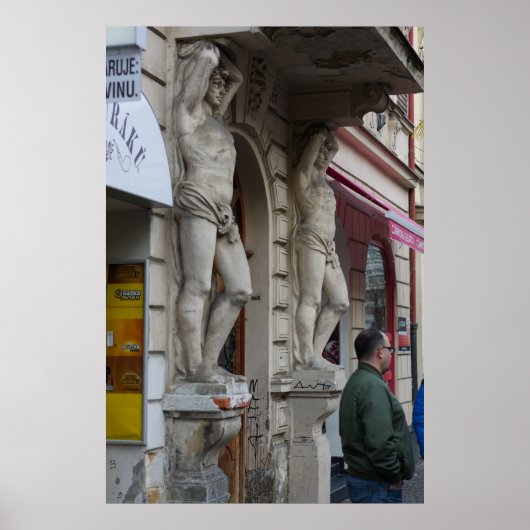 Atlas Statues - Klassische Kunst und urbanes Leben Poster (Vorne)