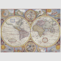 Atlas World Map Vintag 20x30 Decoupage