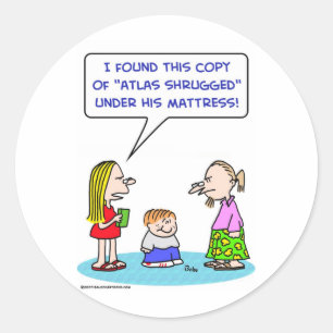 Atlas zuckte ayn Rand unter Matratze Runder Aufkleber