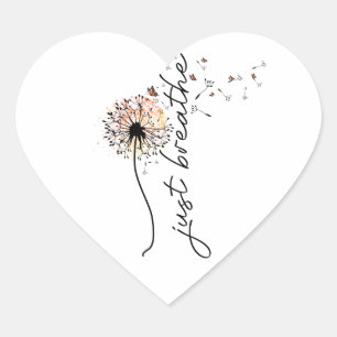 Atme einfach Löwenzahn Schmetterling Inspiration Y Herz-Aufkleber