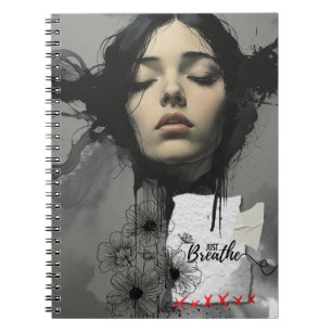 "Atme einfach" Modern Ink Portrait Notizbuch Notizblock