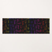 Atme Entspannung Frieden Regenbogen Schrift Schwar Yogamatte (Vorderseite (Horizontal))