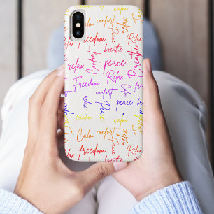 Atme Entspannung Frieden Regenbogen Schrift Weißes Case-Mate iPhone Hülle